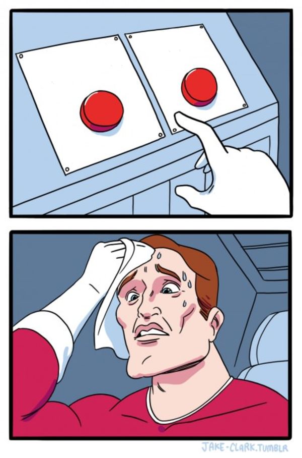 Two Buttons meme about Recess