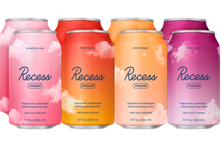Recess Mood cans in a pastel lineup